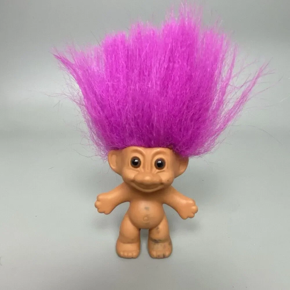 Vintage Russ Troll Dolls Red Purple Pink Hair Russ Trolls Dressed Nude Lot of 4